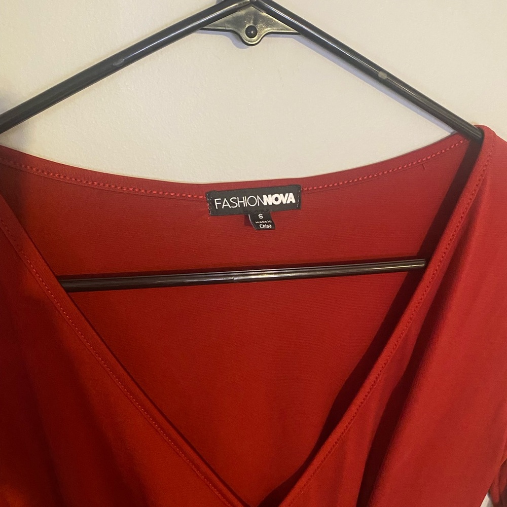 Fashion Nova Red Long Sleeve Dress - Picture 3 of 4